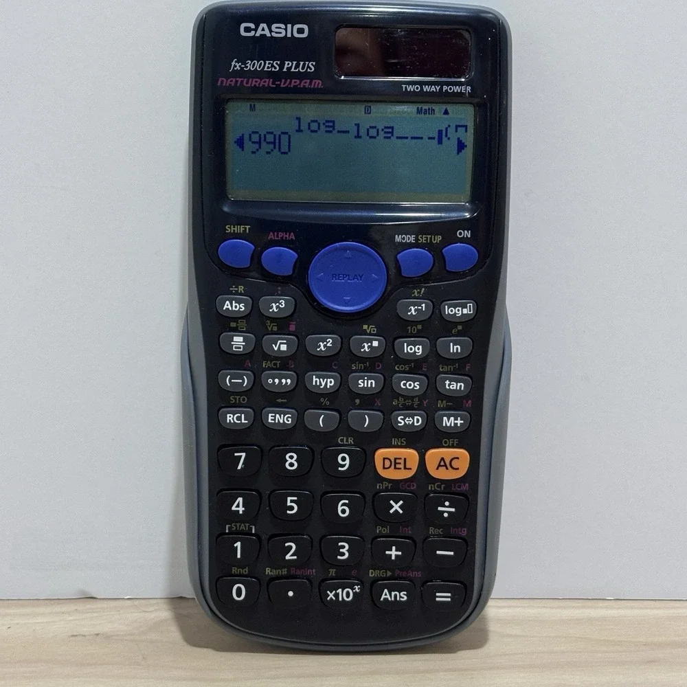 Casio FX-300ES Plus Scientific Calculator Solar w/ Cover Natural VPAM - Works